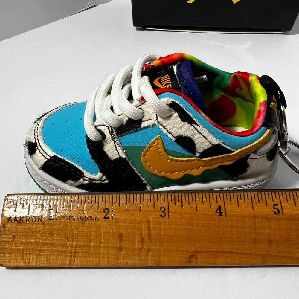 Ben & Jerry’s Nike Air Jordan 1 Low Chunky Dunky Sneaker 4.5” Keychain Cow Print